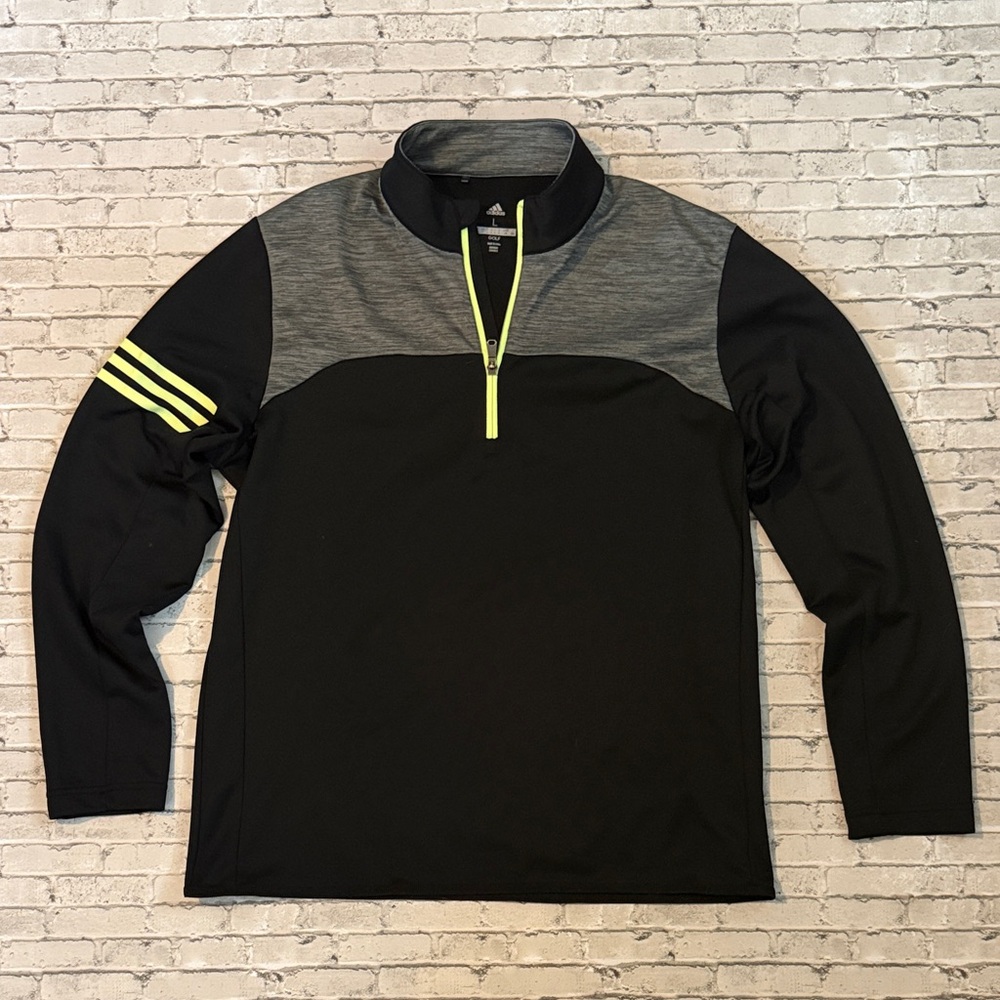 Adidas Black and Gray Pullover with Neon Accents
